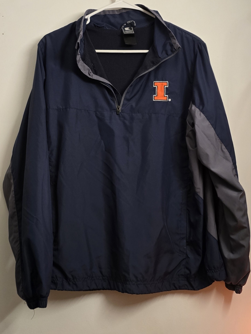 University Of Illiniois Fightin Illini Navy Windbreaker with 3/4 Zip